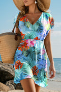 Tropical Semi-Sheer Beach Cover Up Dress
