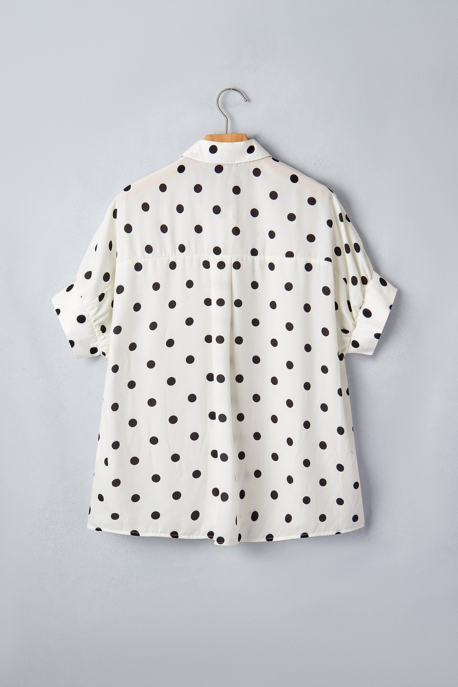 Polka Dot Dolman Sleeve Buttoned Shirt