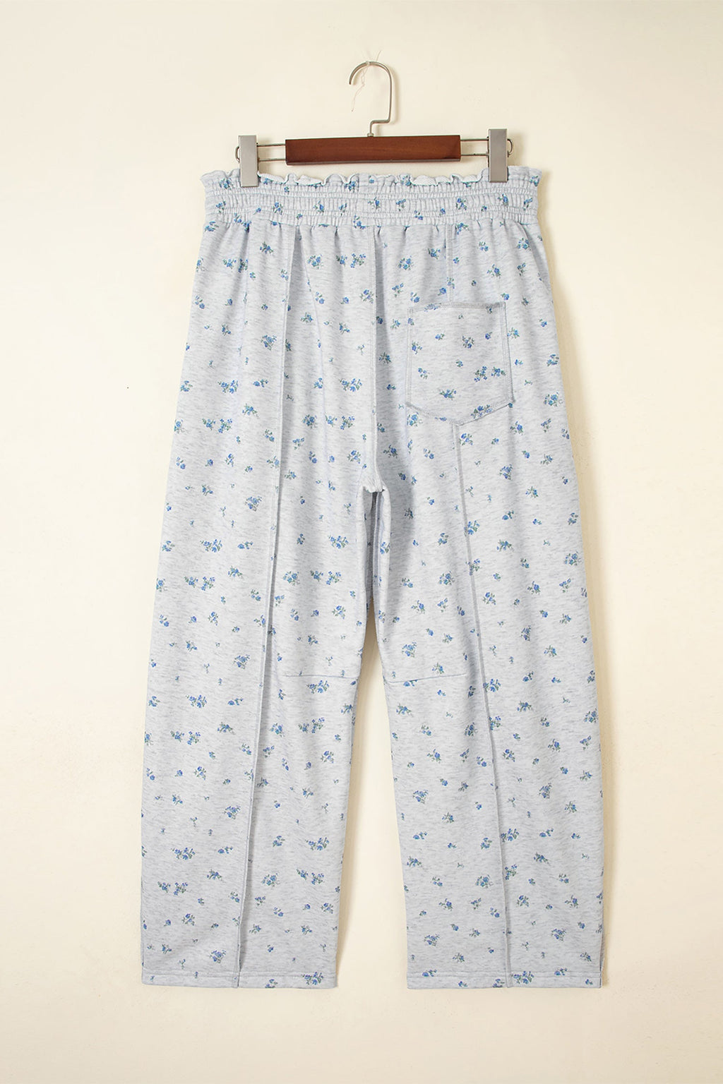 Floral Drawstring High Waist Seamed Barrel Pants