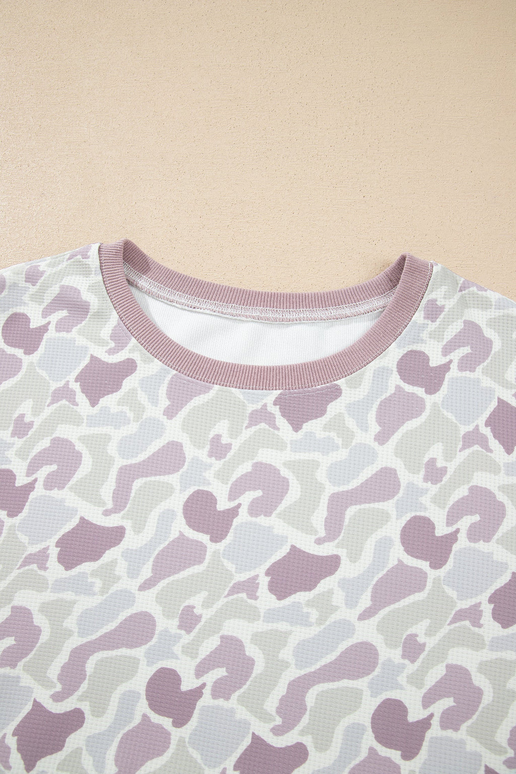 Camo Waffle Knit Long Sleeve Top & Shorts Set
