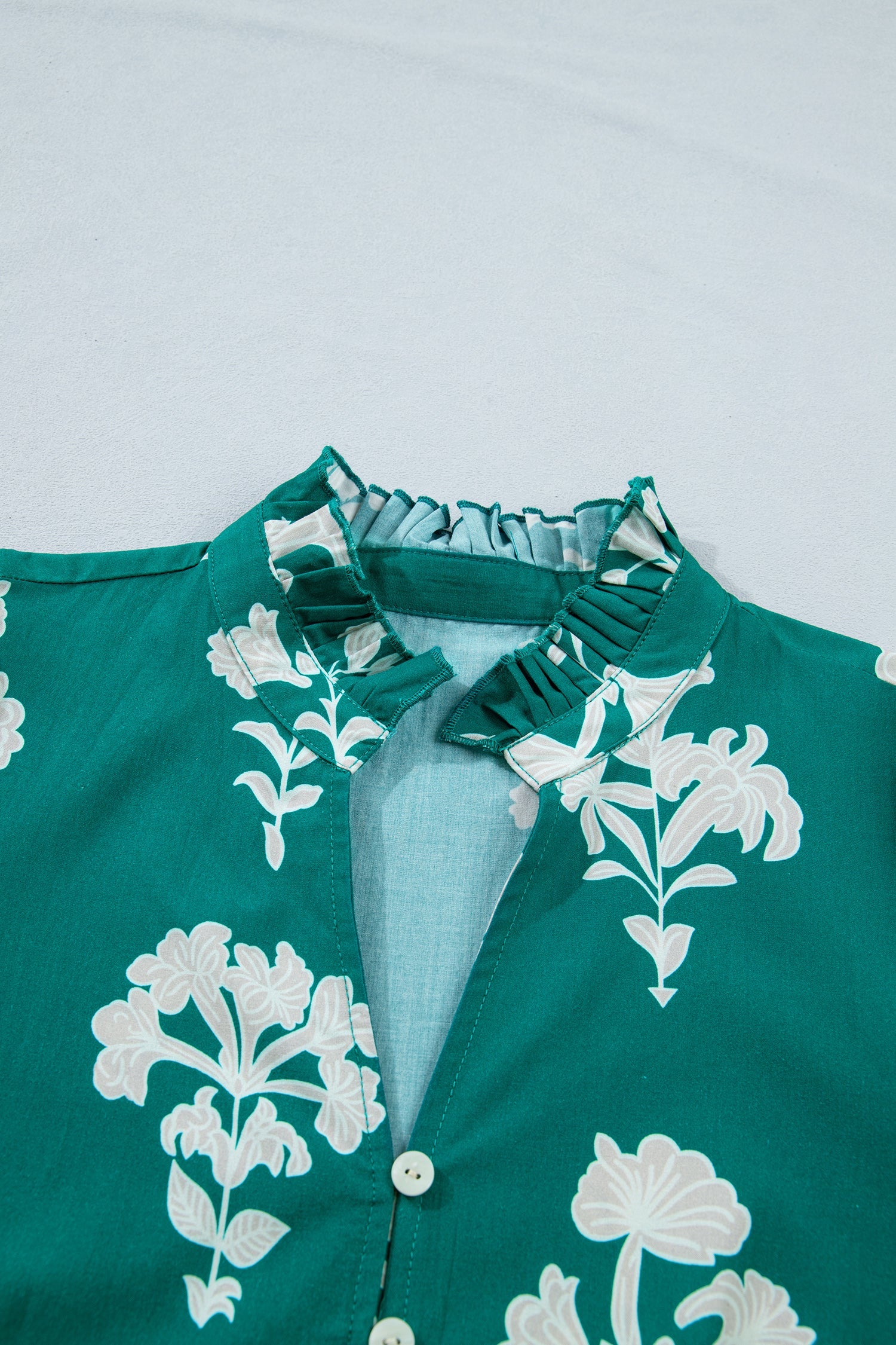Floral Frilled V-Neck Puff Sleeve Mini Dress