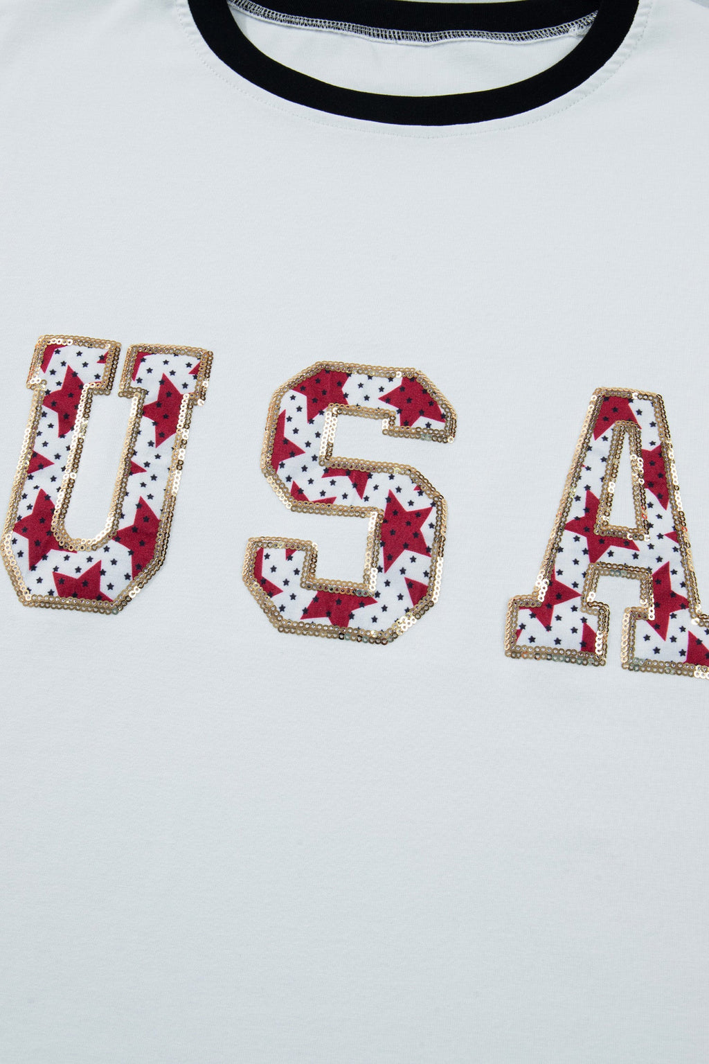 Sequin Star USA Patch Colorblock Trim T-Shirt
