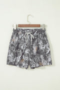 Camo Tie Elastic High Waist Shorts