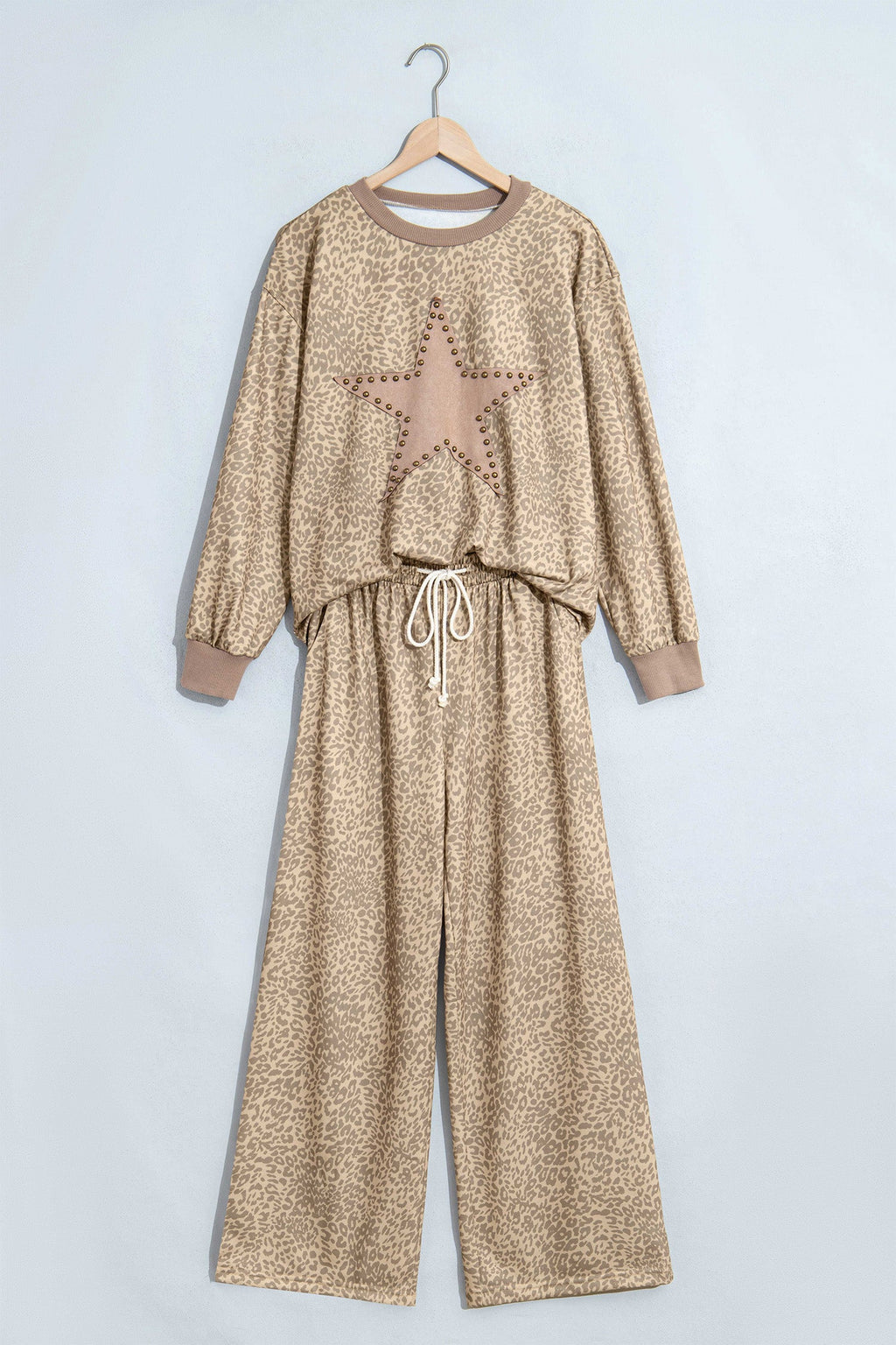 Leopard Star Patch Long Sleeve Top & Pants Set