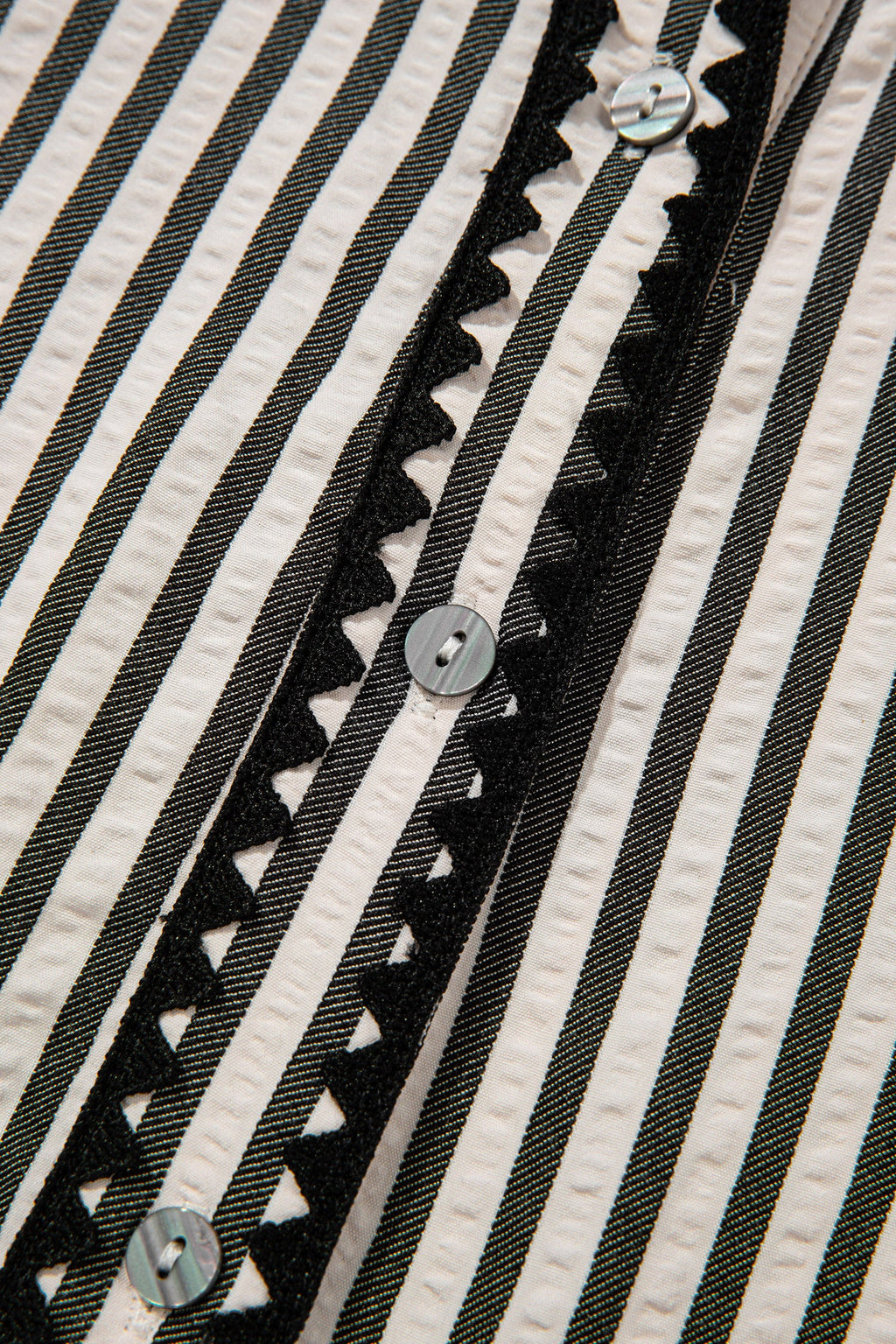 Stripe Scallop Trim Shirt Collar Maxi Dress