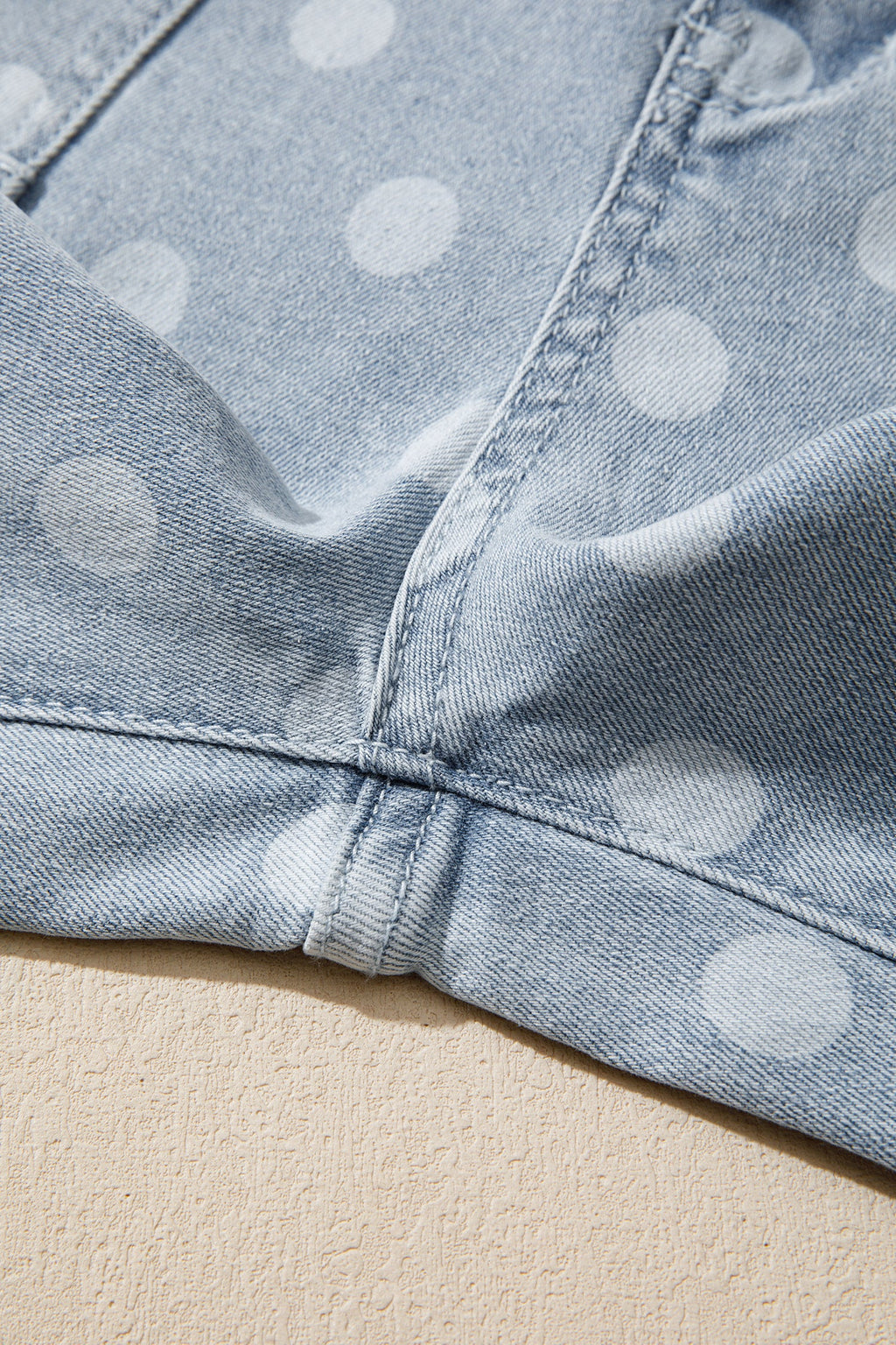 Polka Dot Denim Raw Hem Barrel Jeans