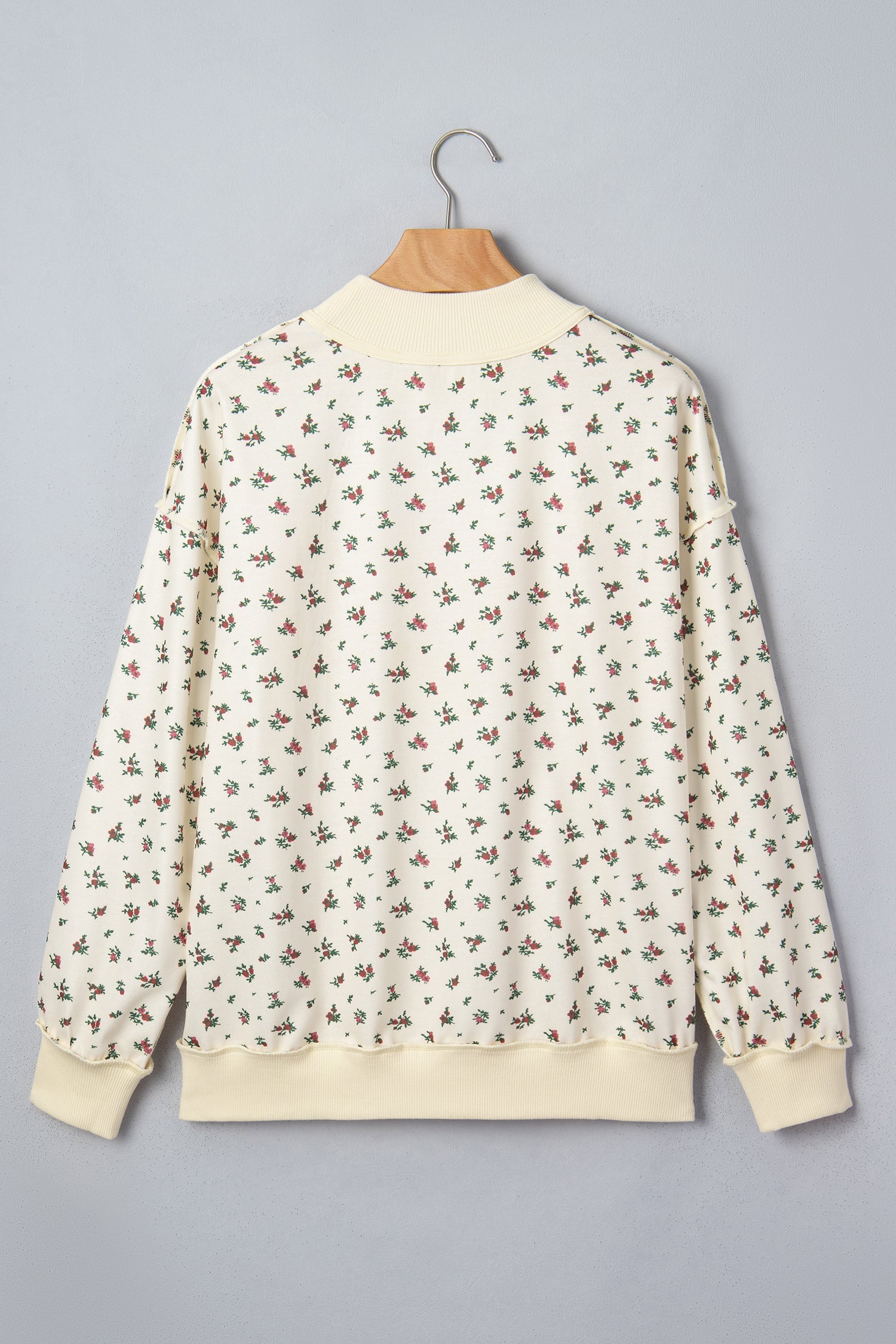 TEXAS Embroidered Floral Mock Neck Sweatshirt