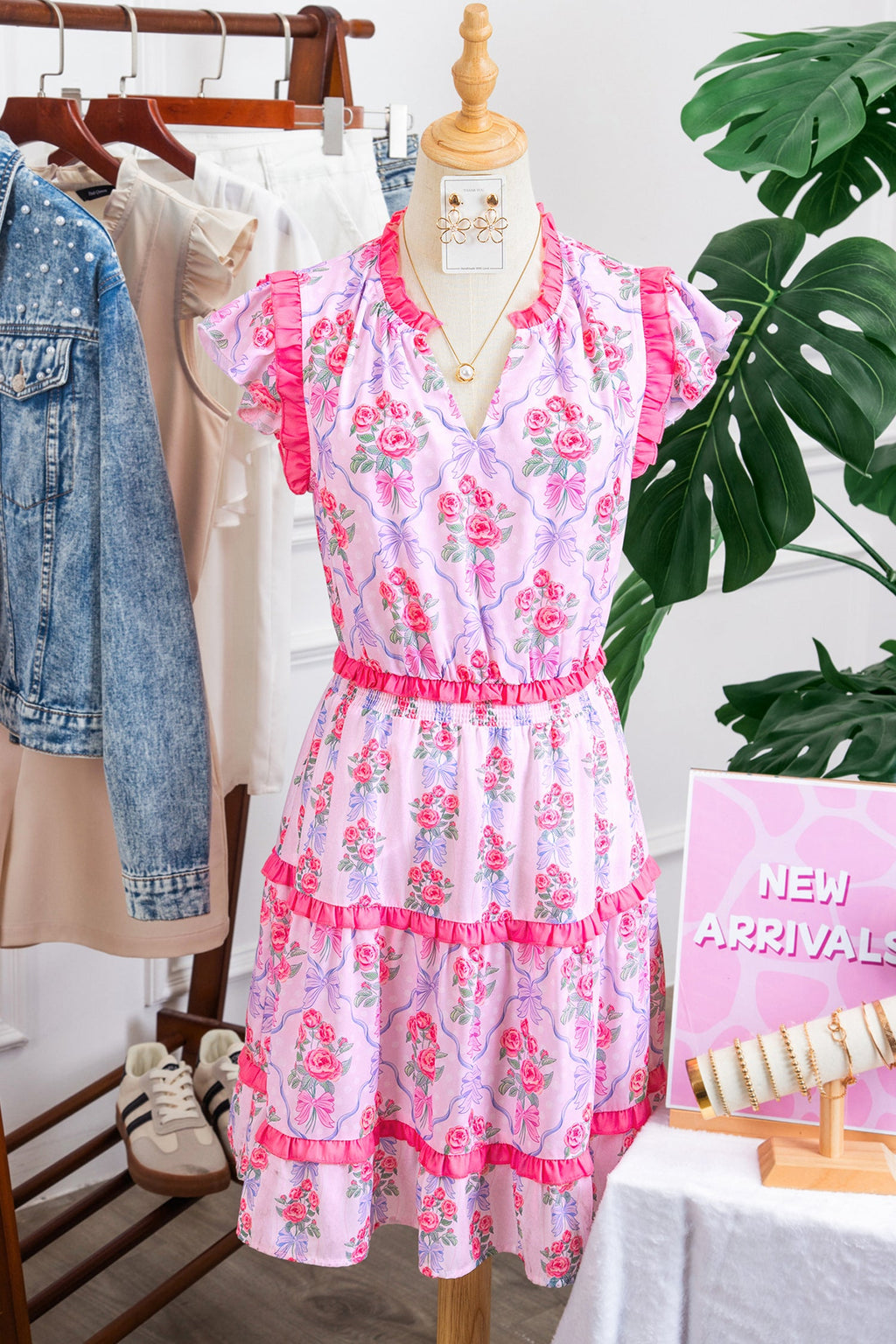 Floral Ruffle Tiered Sleeveless Mini Dress