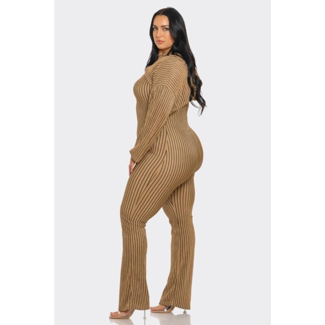 Plus Size 2 piece Strapless Jumpsuit Hoodie: Blue / 3X