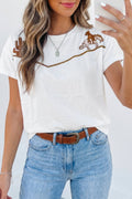 Western Cowboy & Cactus Embroidered Tee