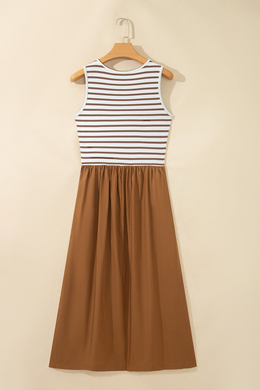 Stripe Colorblock Patchwork Sleeveless Long Dress