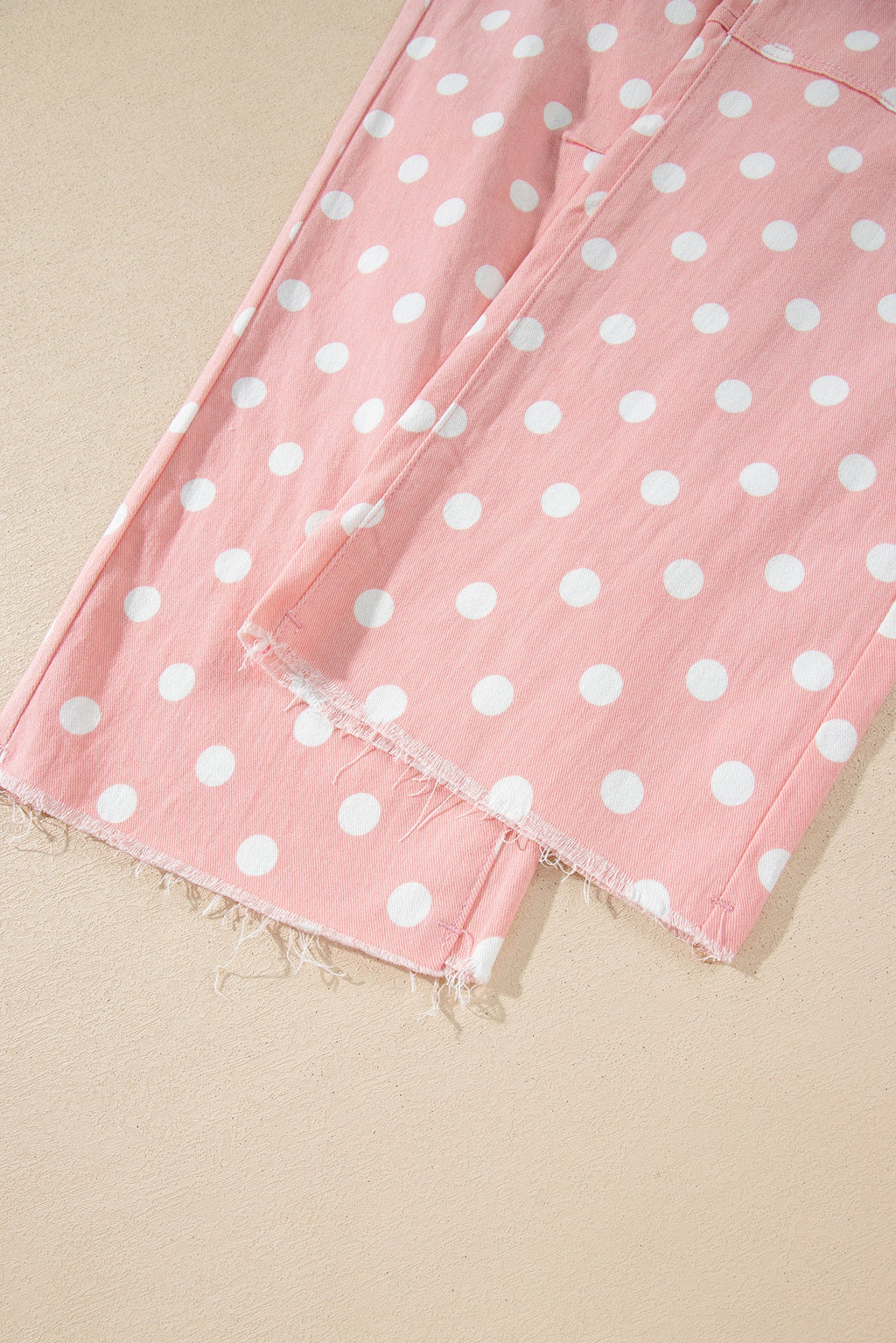 Polka Dot Denim Raw Hem Barrel Jeans