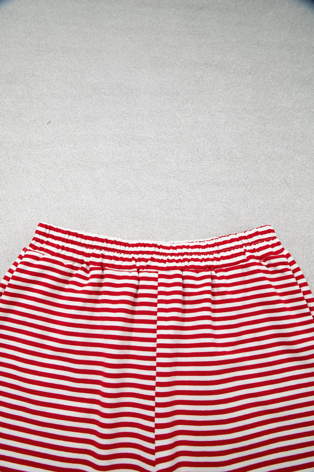 Stripe Oversized Mock Neck Sweatshirt & Shorts Set