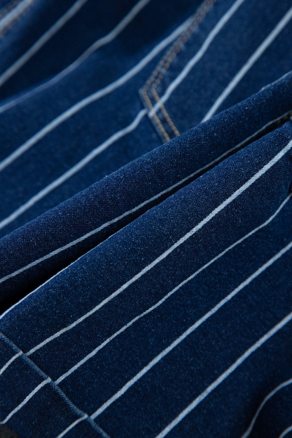 Denim Stripe Metal Button Detail Shorts
