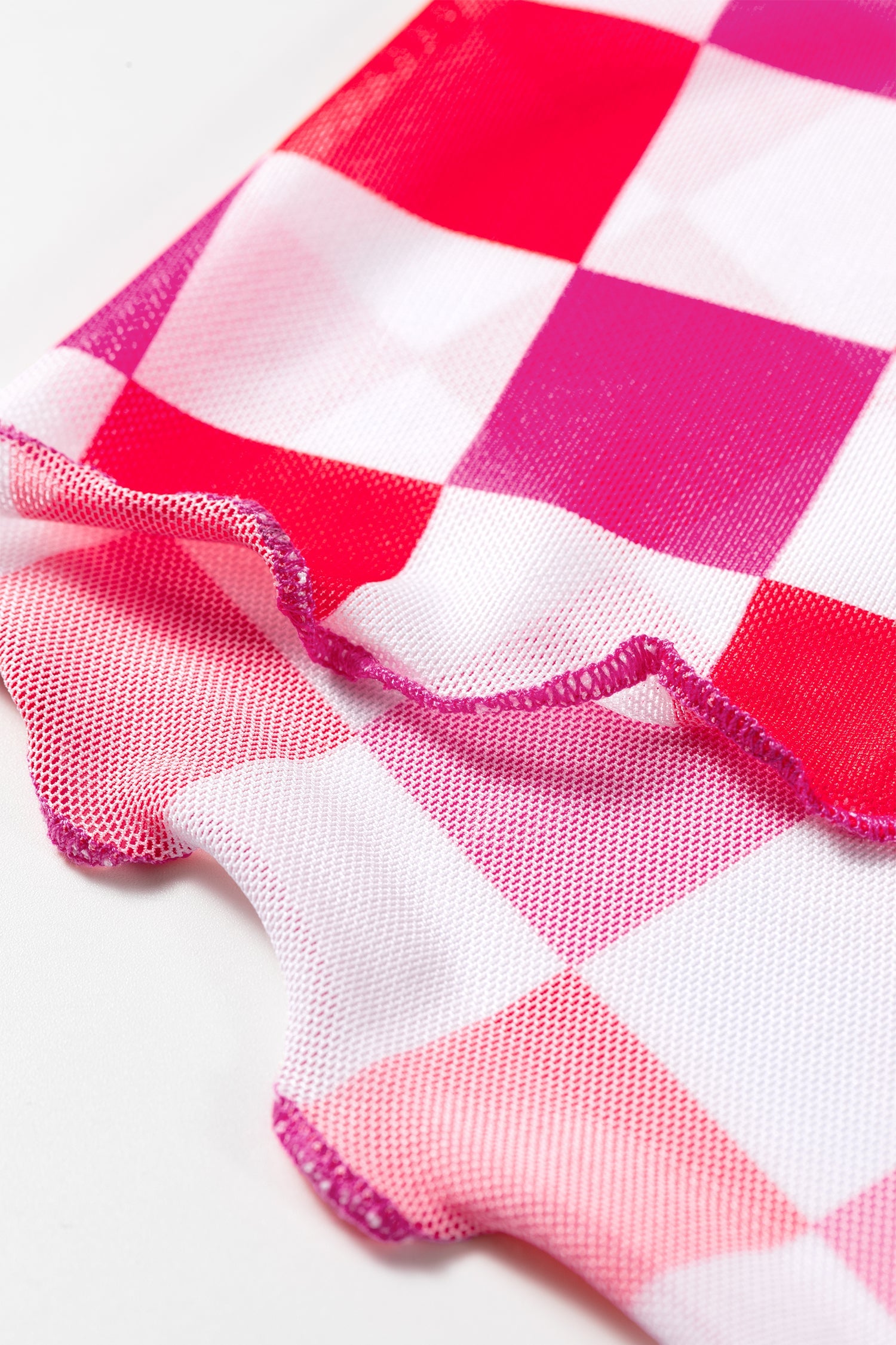 Checker Sheer Mesh Long Sleeve Blouse