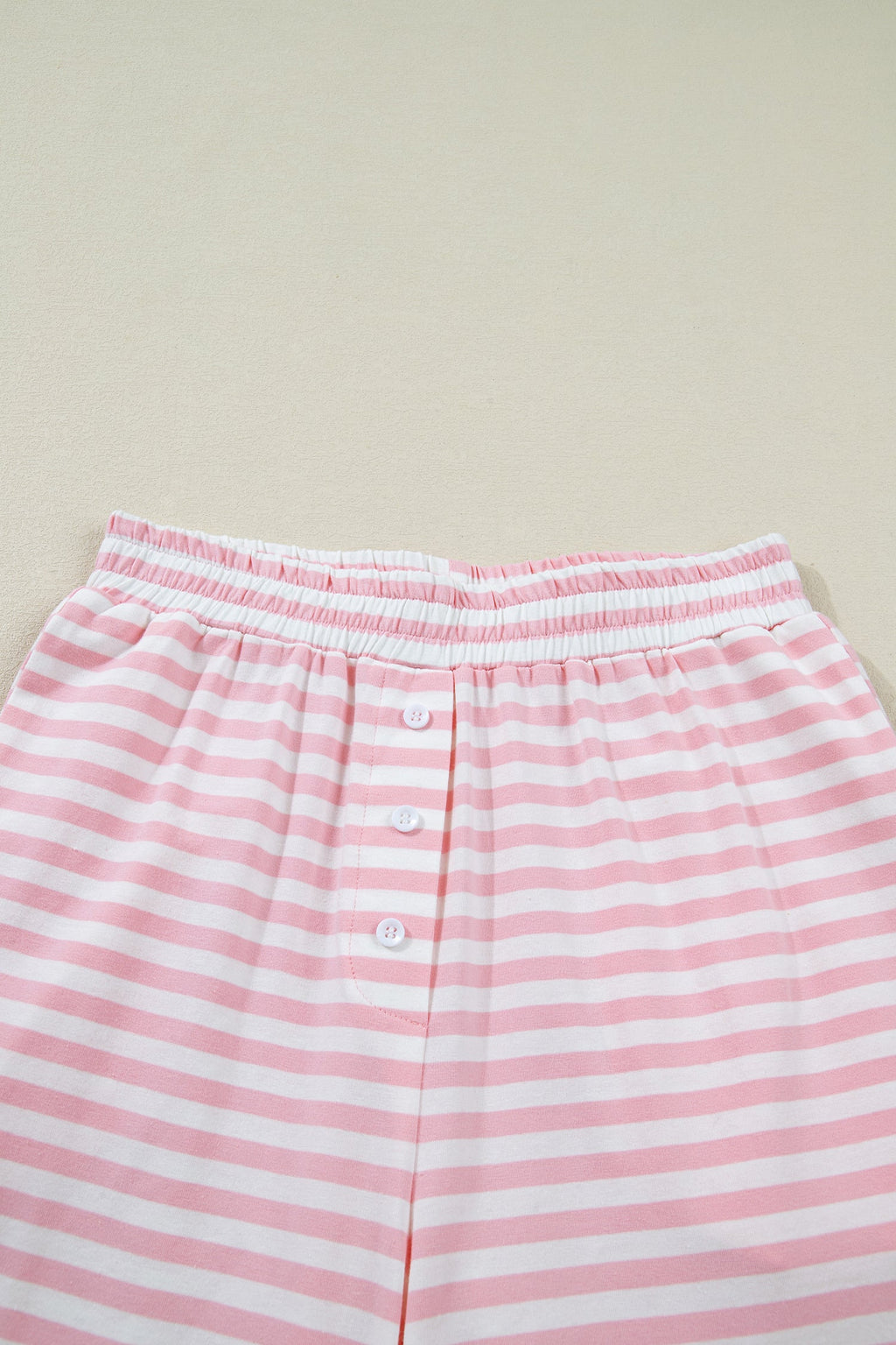 Stripe Drop Shoulder Top & Buttoned Pants Set