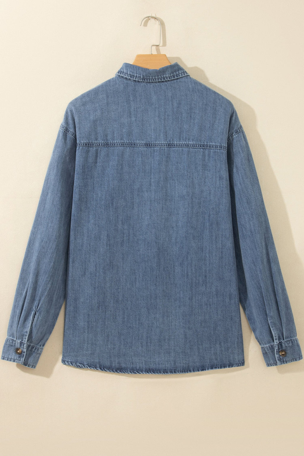 Colorblock Denim Long Sleeve Buttoned Shirt