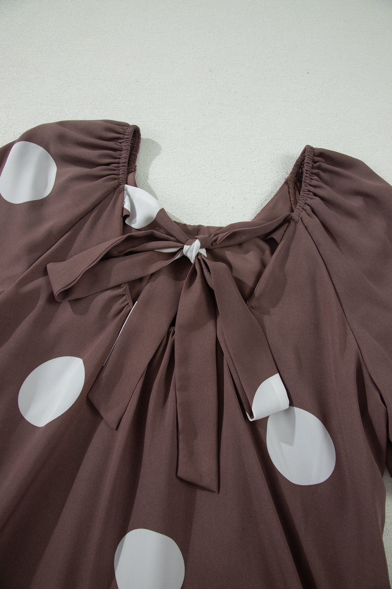 Polka Dot Bow Tie Back Puff Sleeve Mini Dress