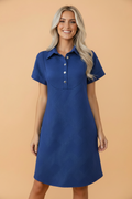 Solid Color Textured Short Sleeve A Line Mini Dress