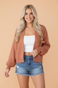 Drop Shoulder Open Front Cropped Cardigan