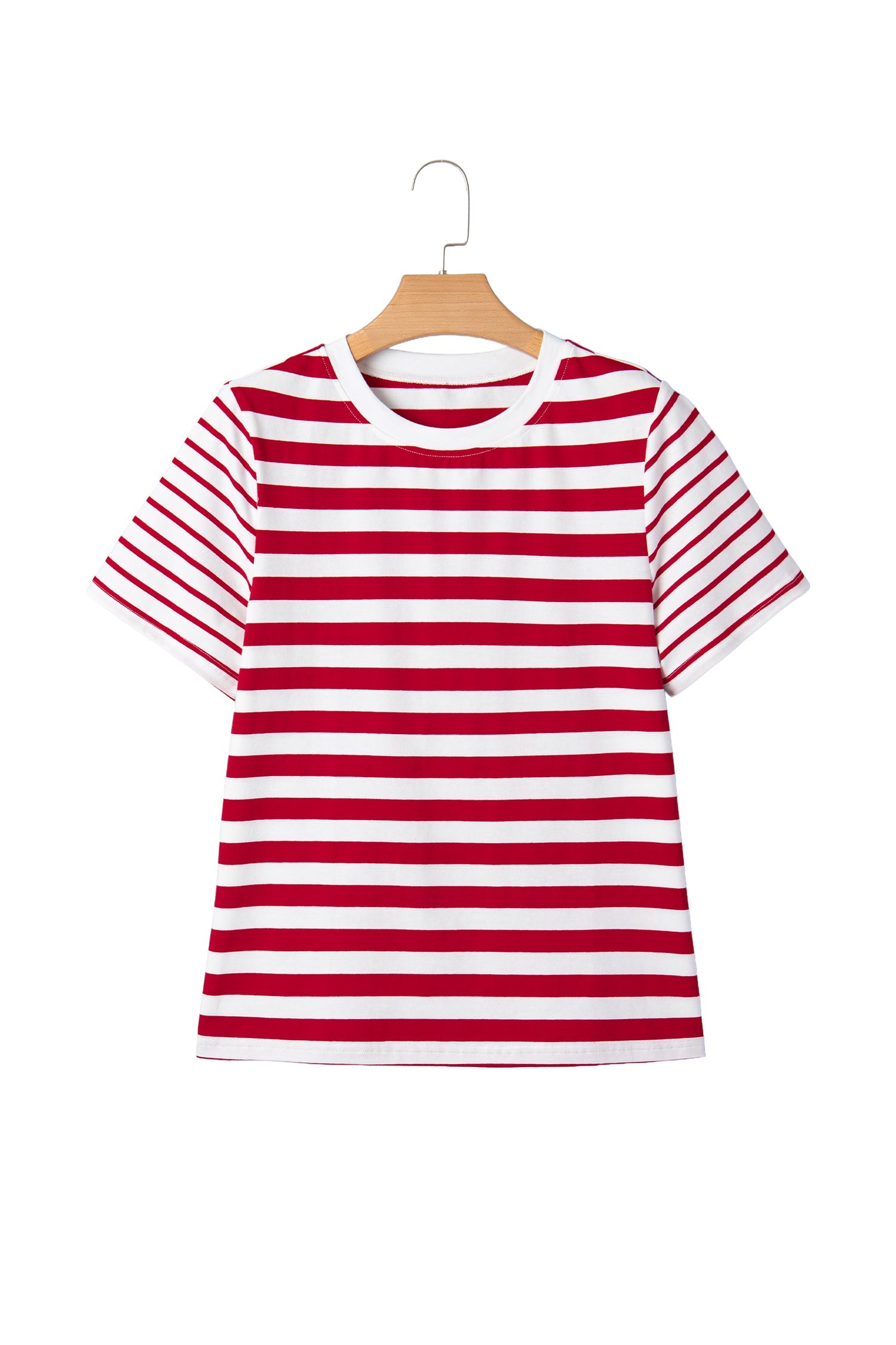Stripe Patchwork Round Neck Short Sleeve T-Shirt