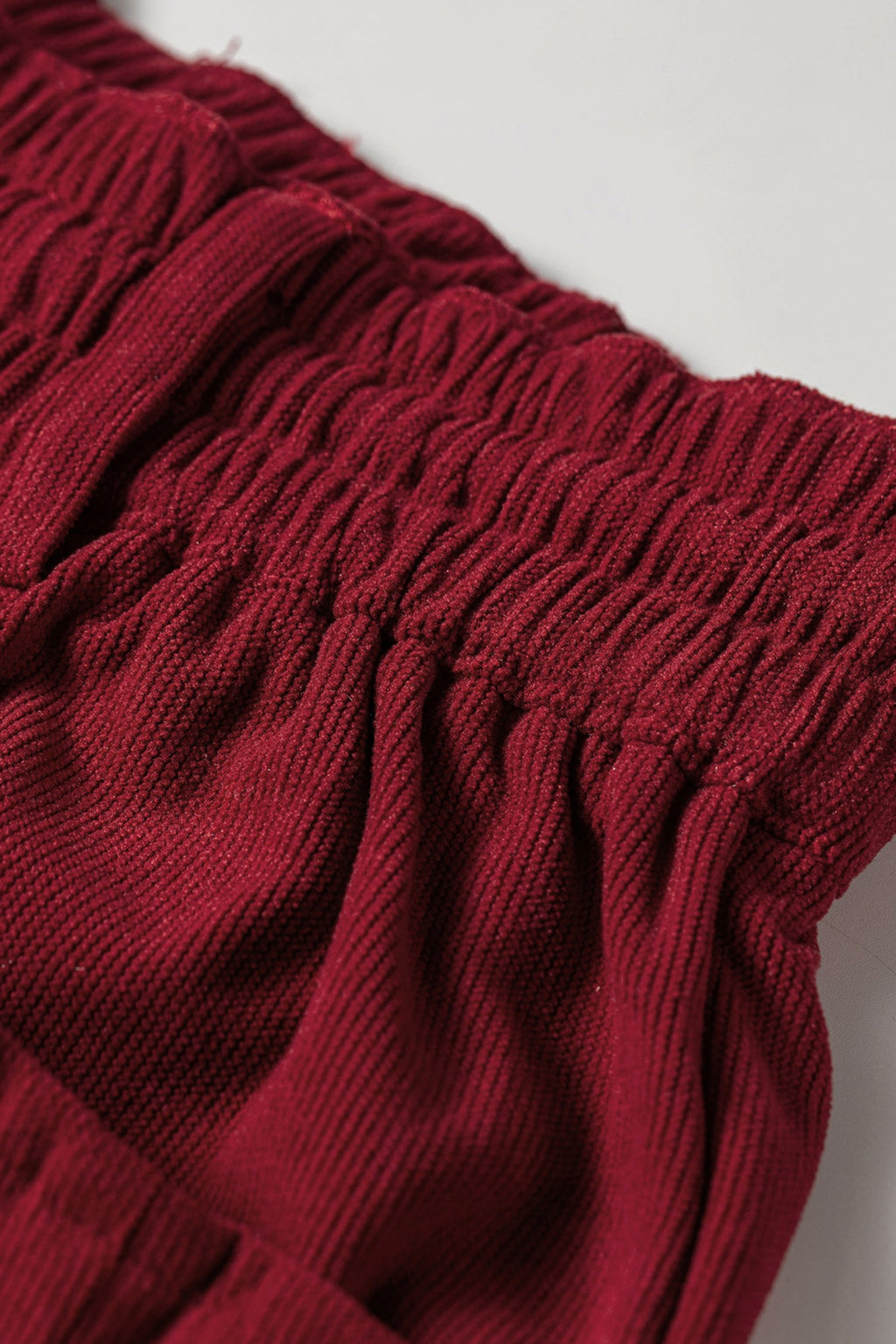 Corduroy Drawstring Waist Pleated Straight Leg Pants