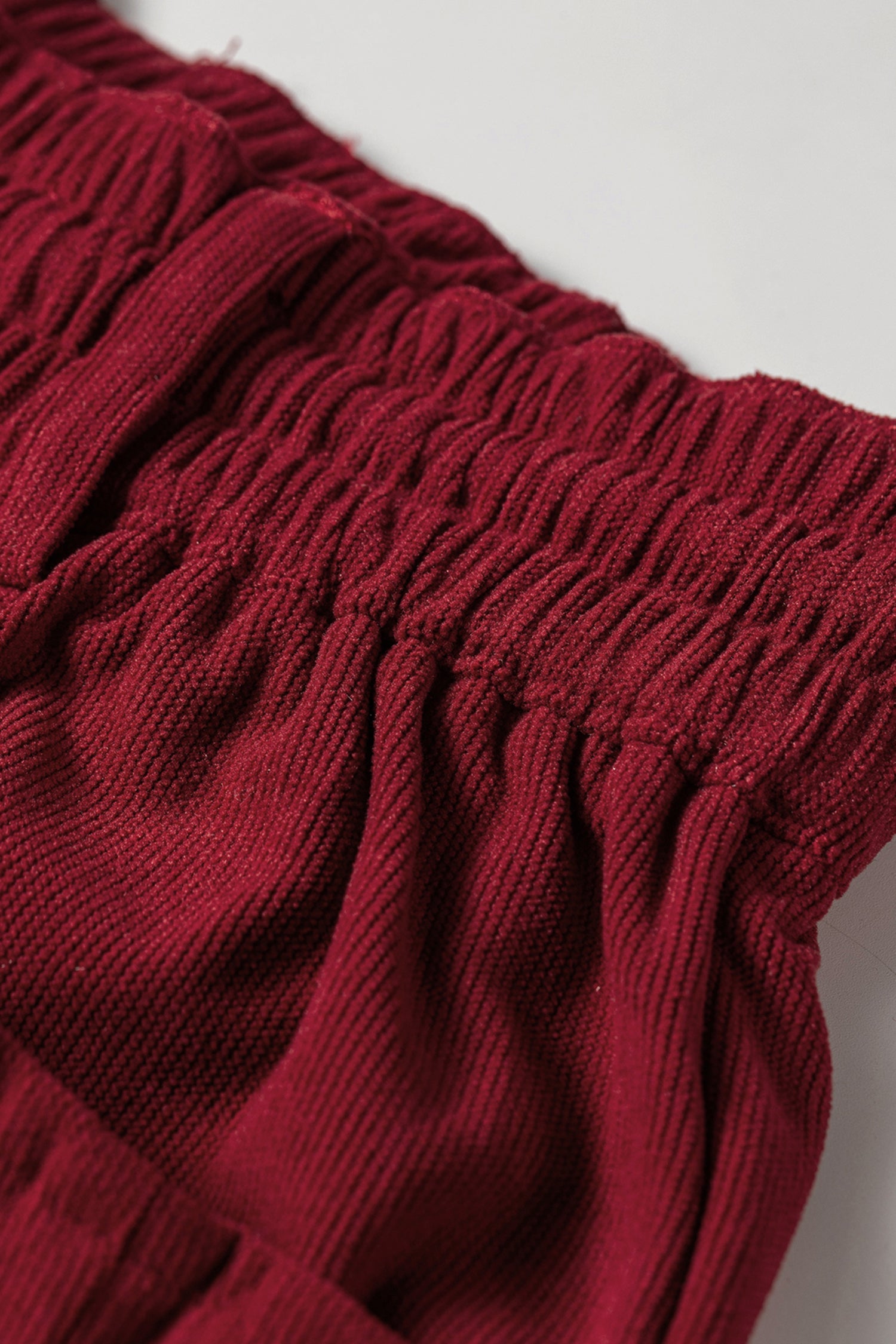 Corduroy Drawstring Waist Pleated Straight Leg Pants