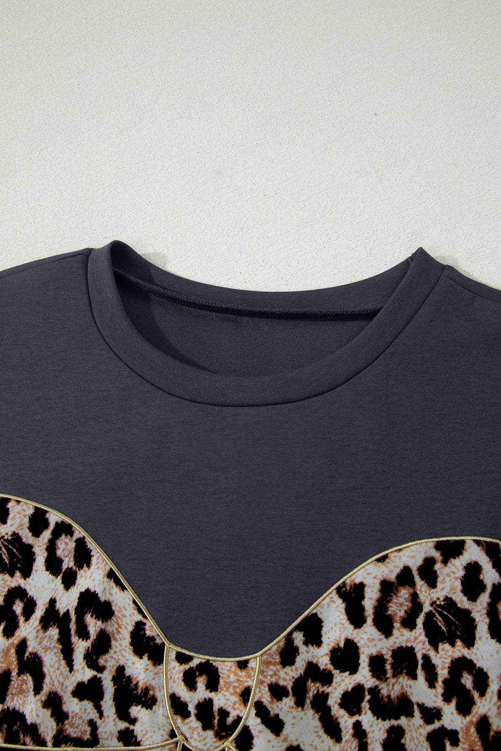 Leopard Bow Patched Short Sleeve T-Shirt Long Dress