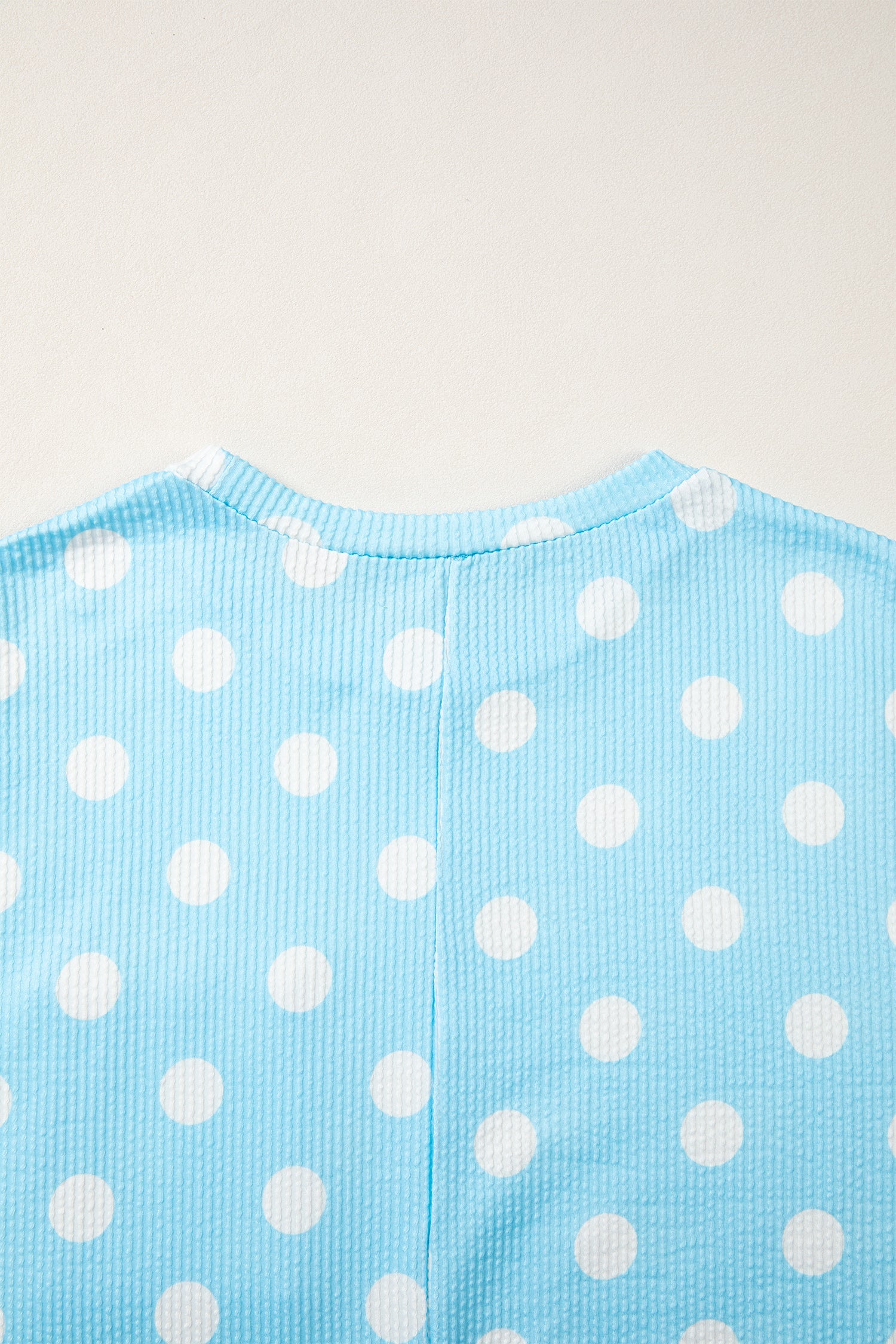 Polka Dot Patch Pocket Drop Shoulder Textured Top