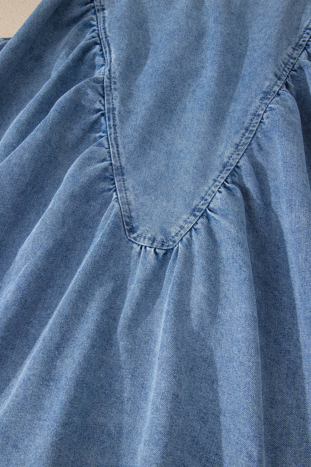 Denim Pleated Patchwork Sleeveless Top