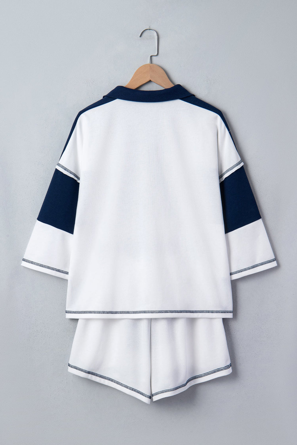 Stripe Colorblock Reverse Seam Top and Shorts Set