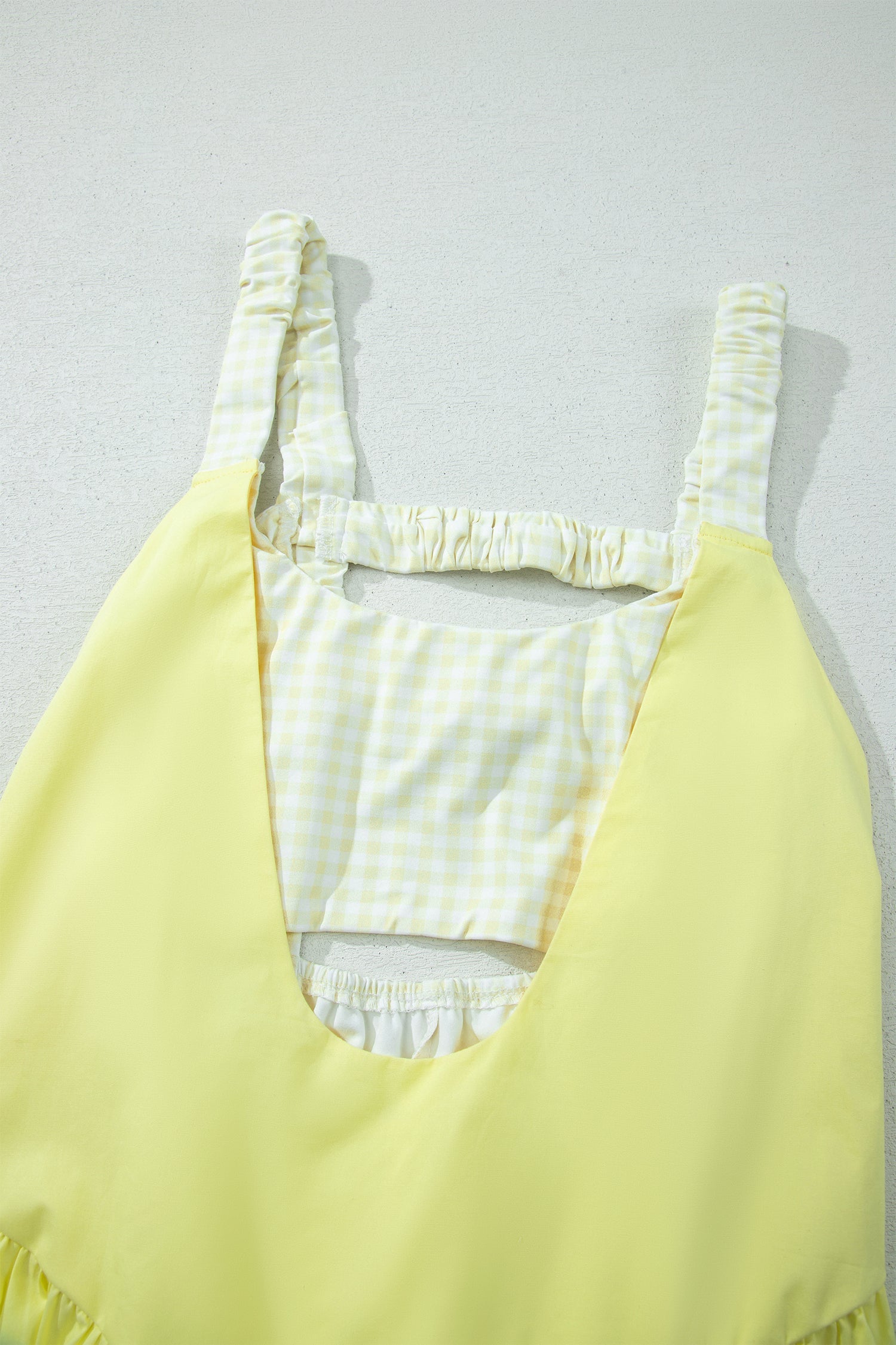 Gingham Patchwork Faux Two Piece Mini Dress