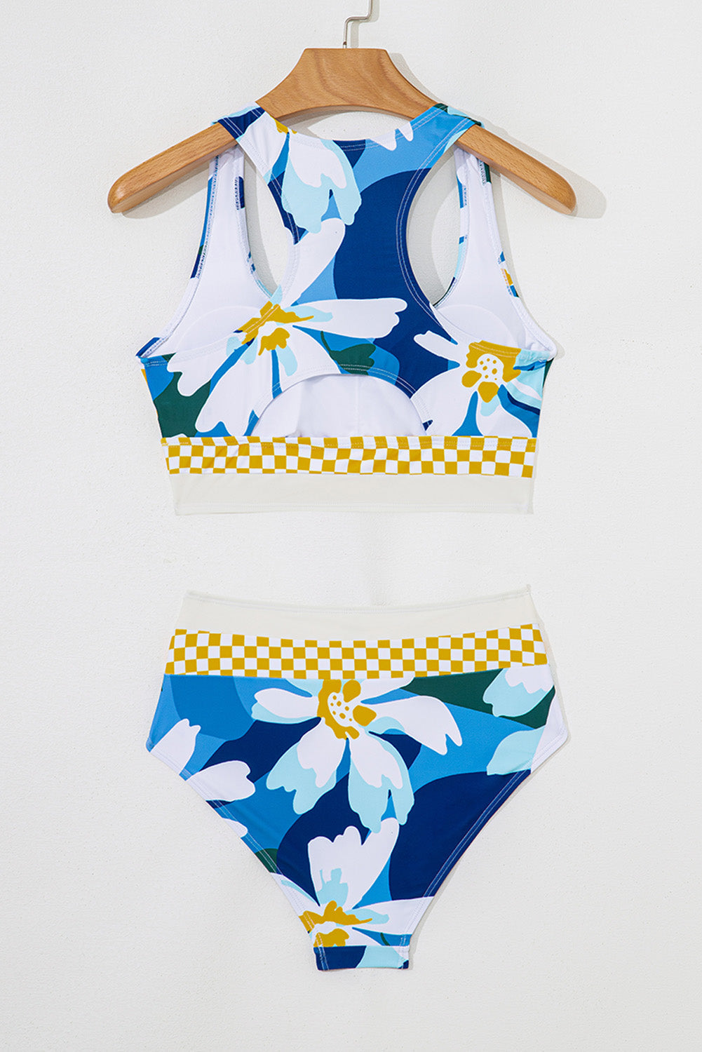 Floral Racerback Cutout High Waist Bikini Set