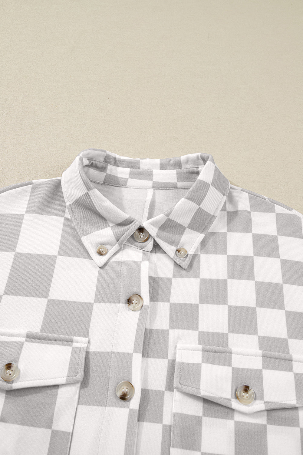 Plus Size Checker Button-Up Western Jacket