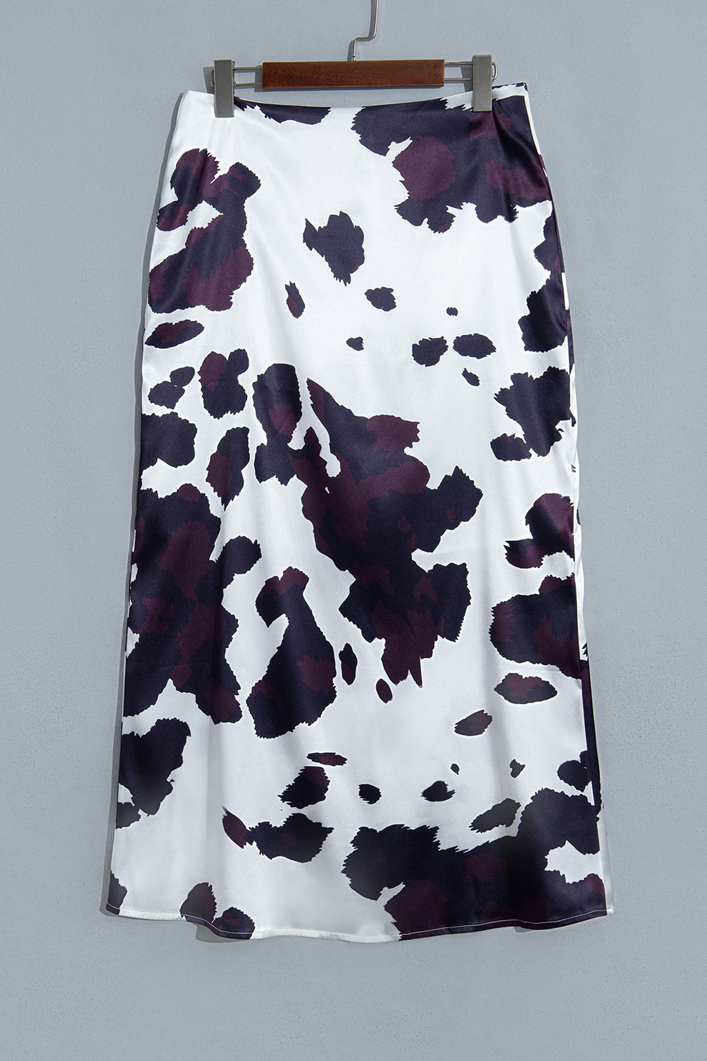 Western Abstract Cow Zip-Up High Waist Midi Skirt