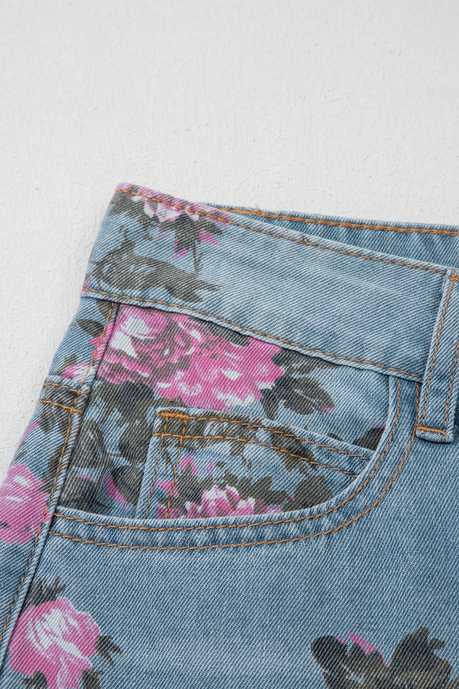 Floral Denim Wide Leg Jeans