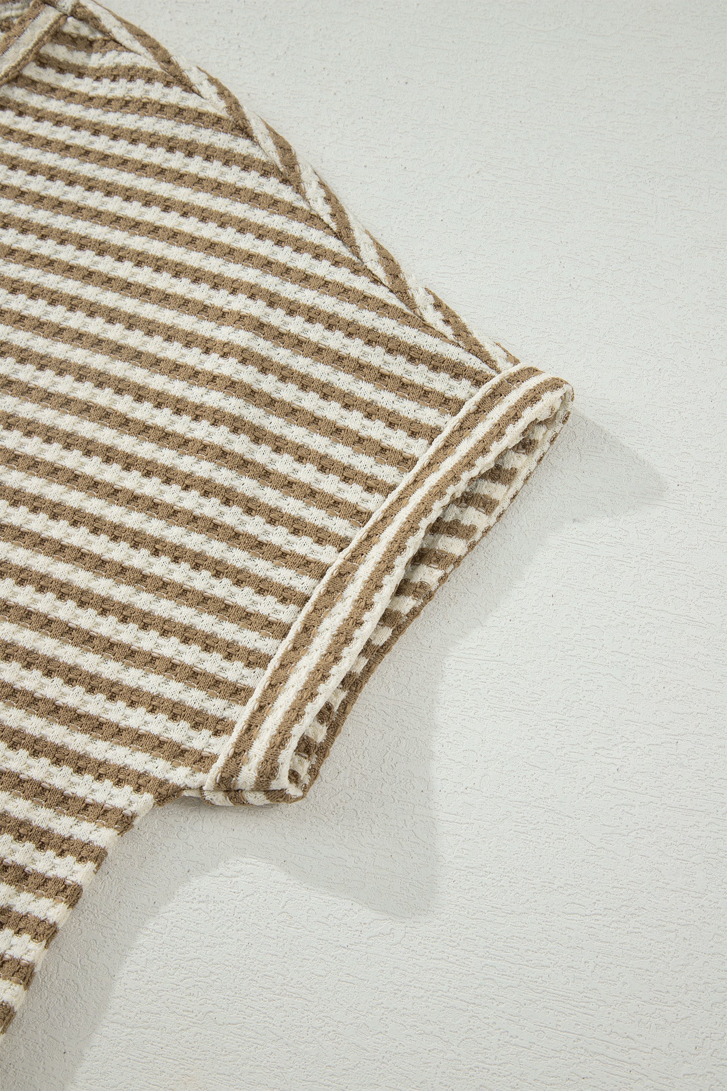 Stripe Textured Knit Top & Shorts Set