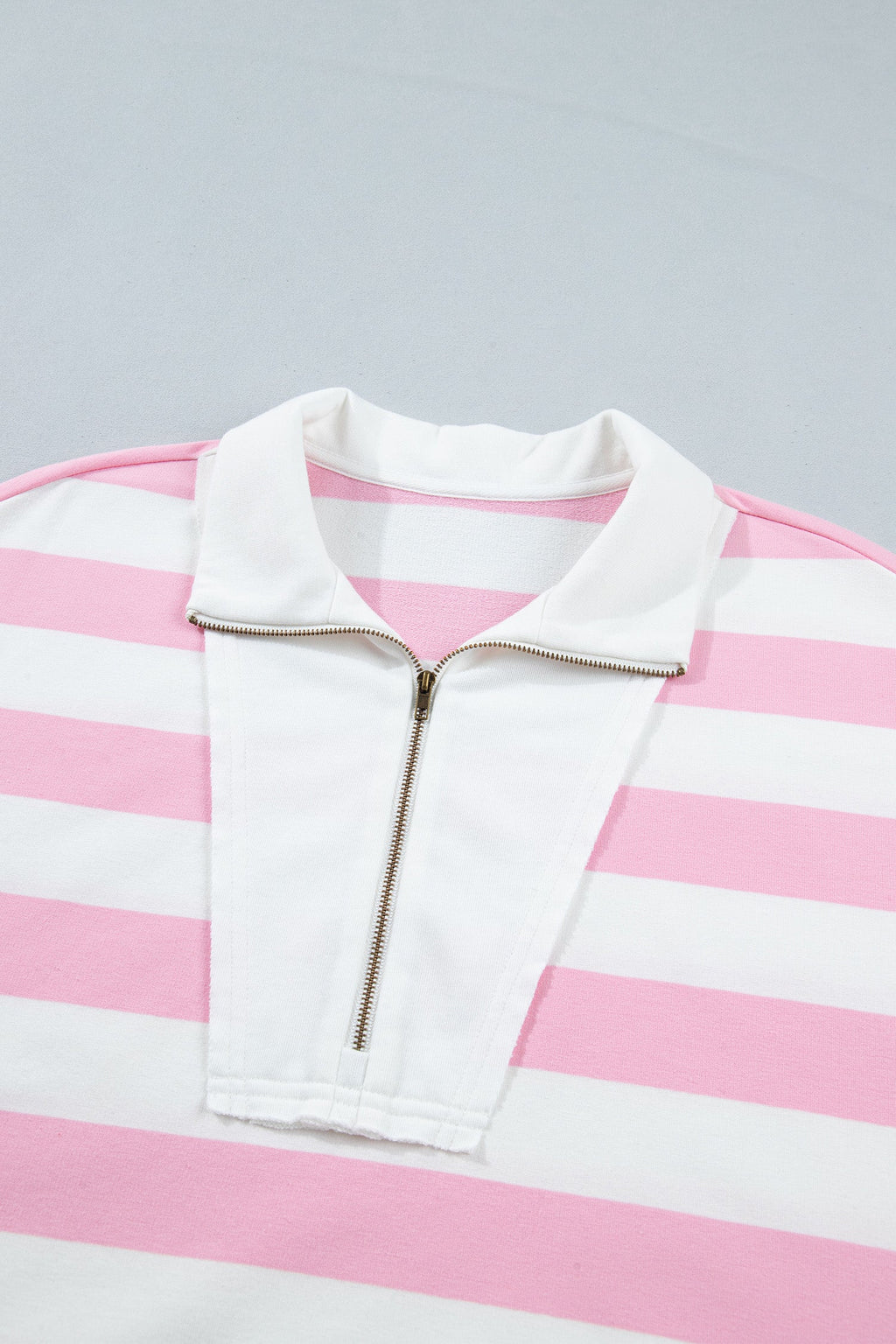 Stripe Patchwork Quarter Zip Pullover & Shorts Set