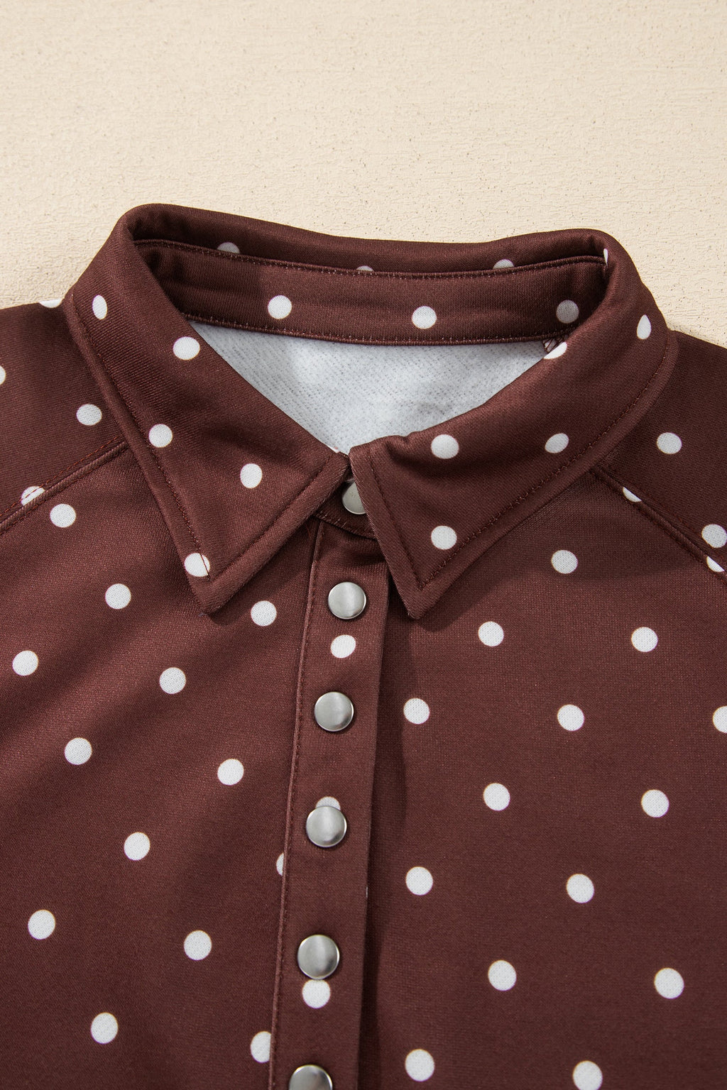 Polka Dot Metal Button Collar Pullover Sweatshirt