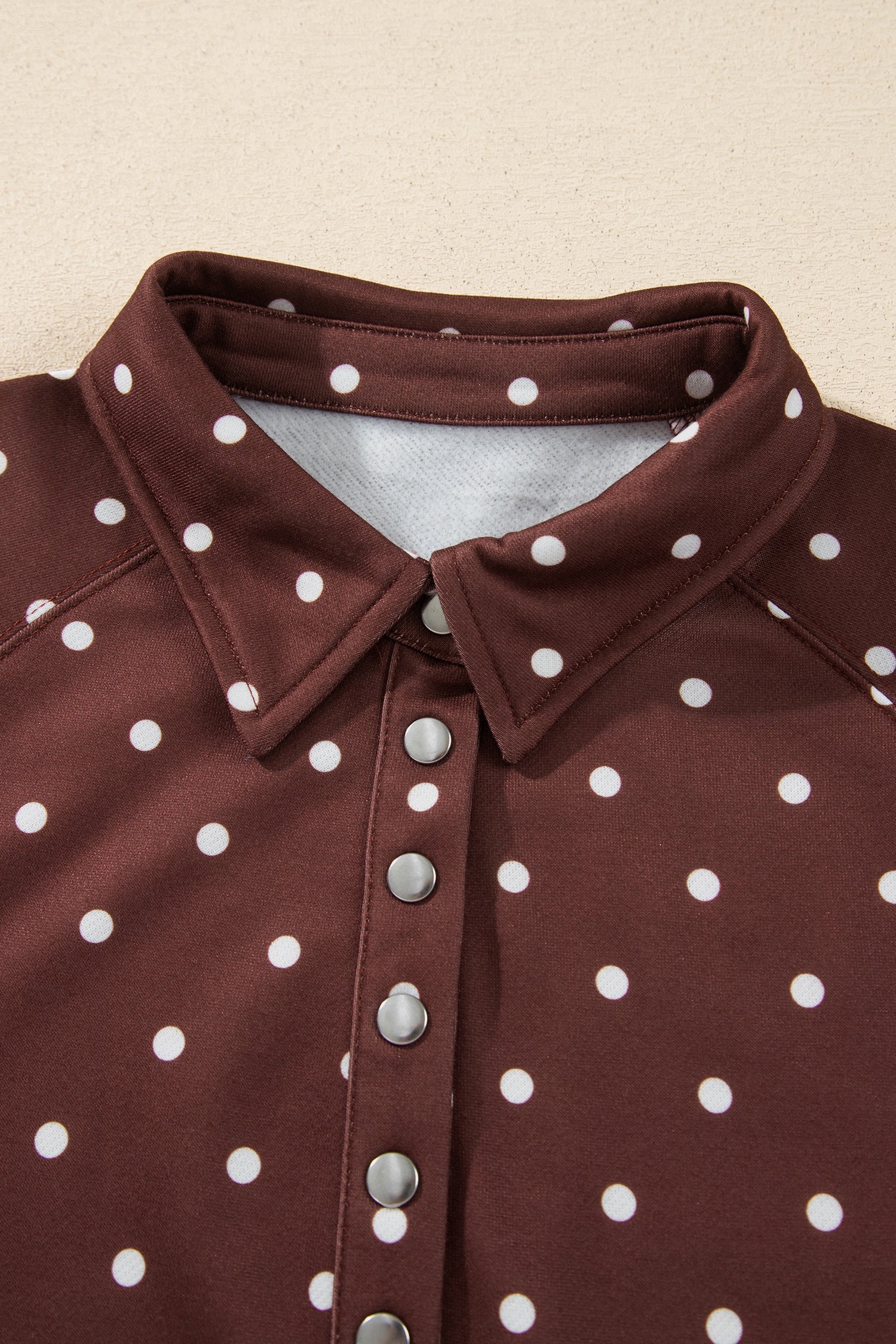 Polka Dot Metal Button Collar Pullover Sweatshirt