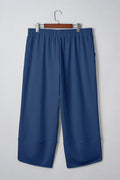 Plus Size Solid Asymmetrical Hem Capris Pants