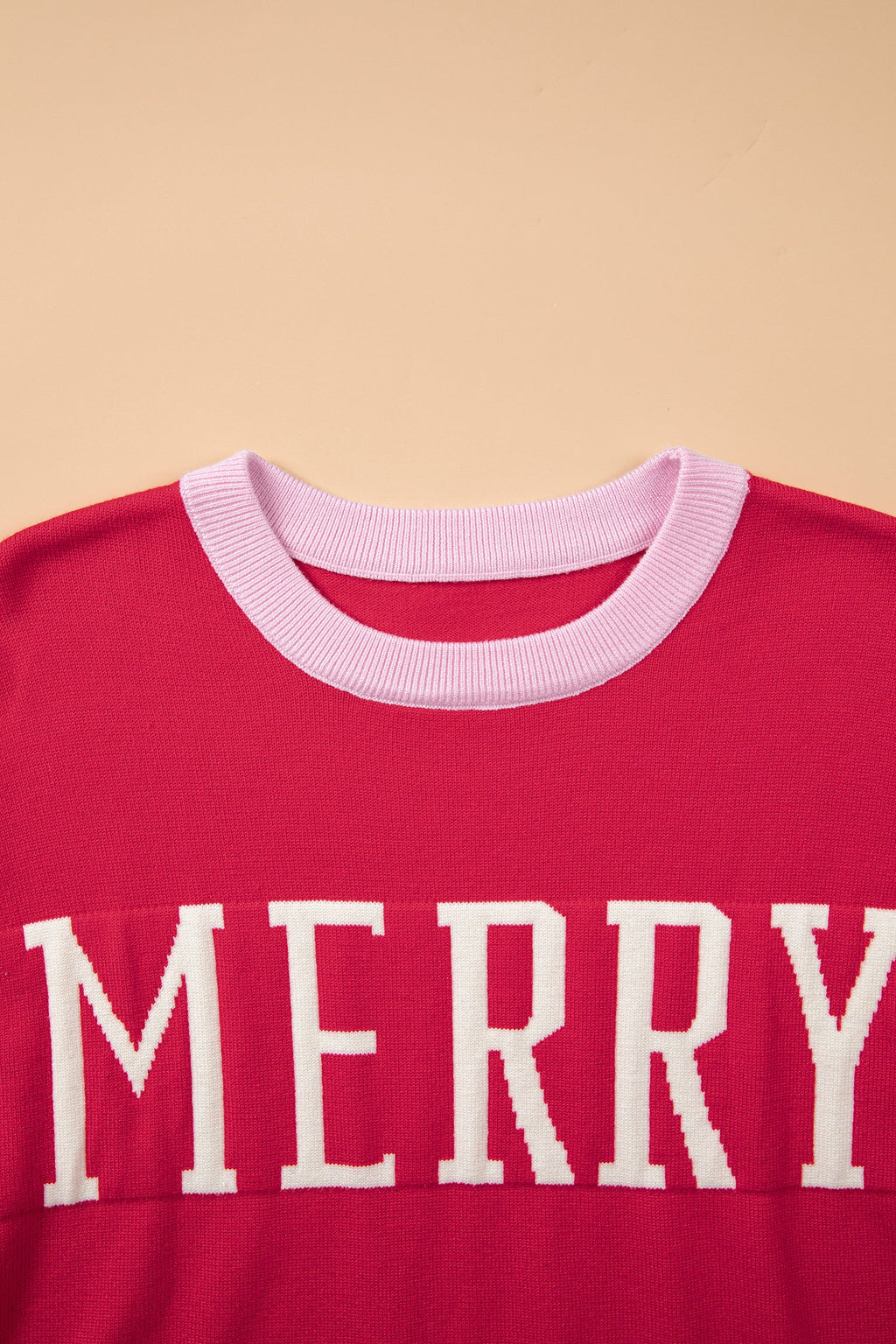 MERRY Contrast Trim Drop Shoulder Christmas Sweater