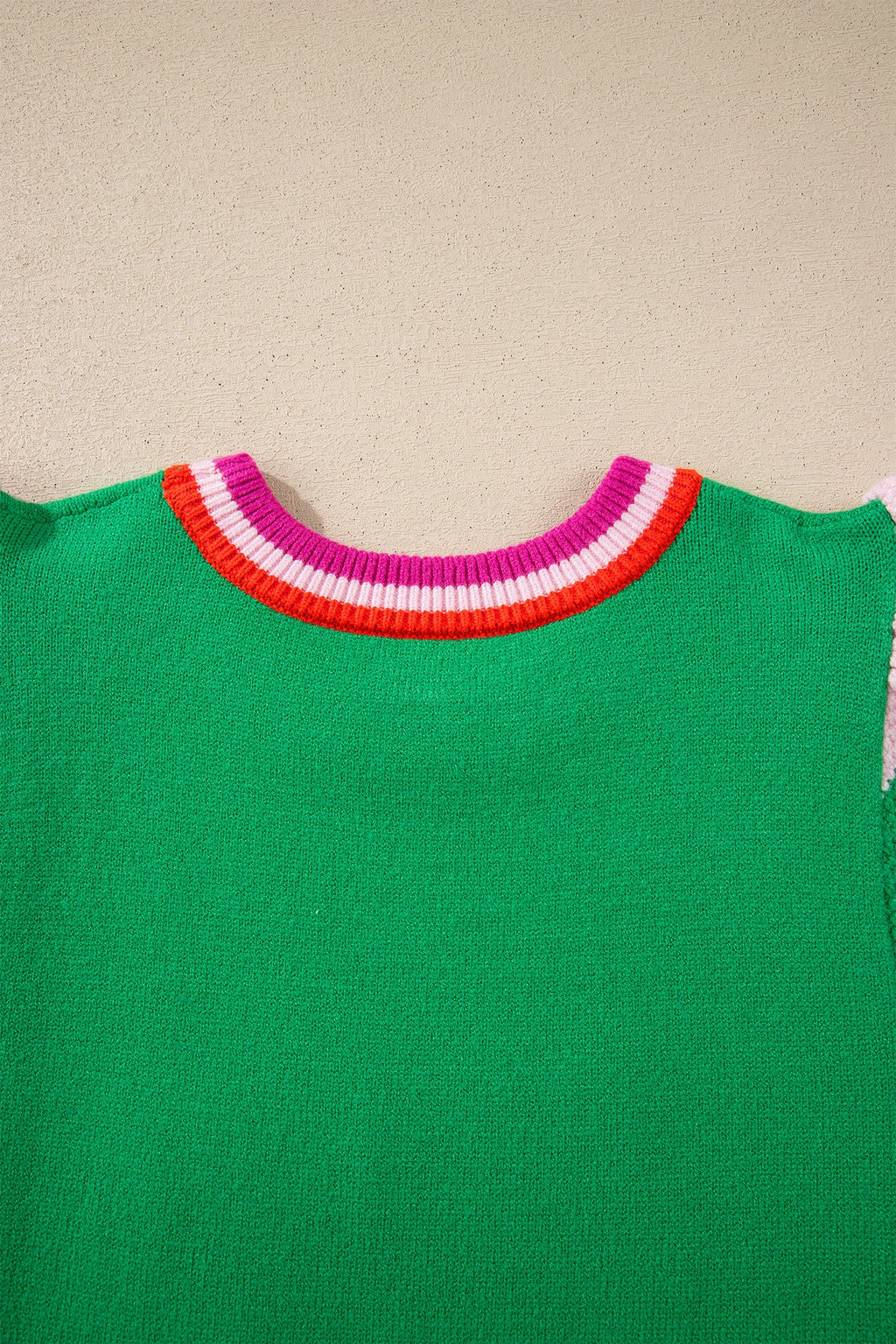 Lucky Stripe Flutter Sleeve Round Neck Sweater