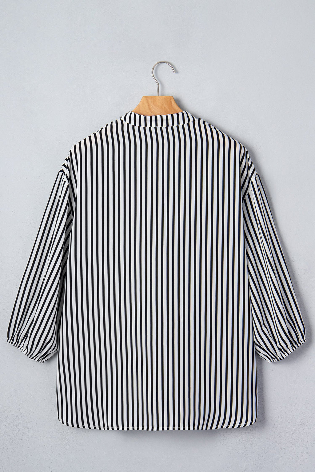 Stripe 3/4 Sleeve V-Neck Button Up Shirt