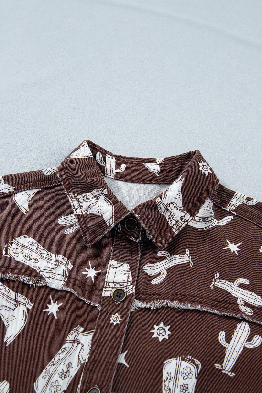 Western Cowgirl Cactus Raw Edge Denim Dress
