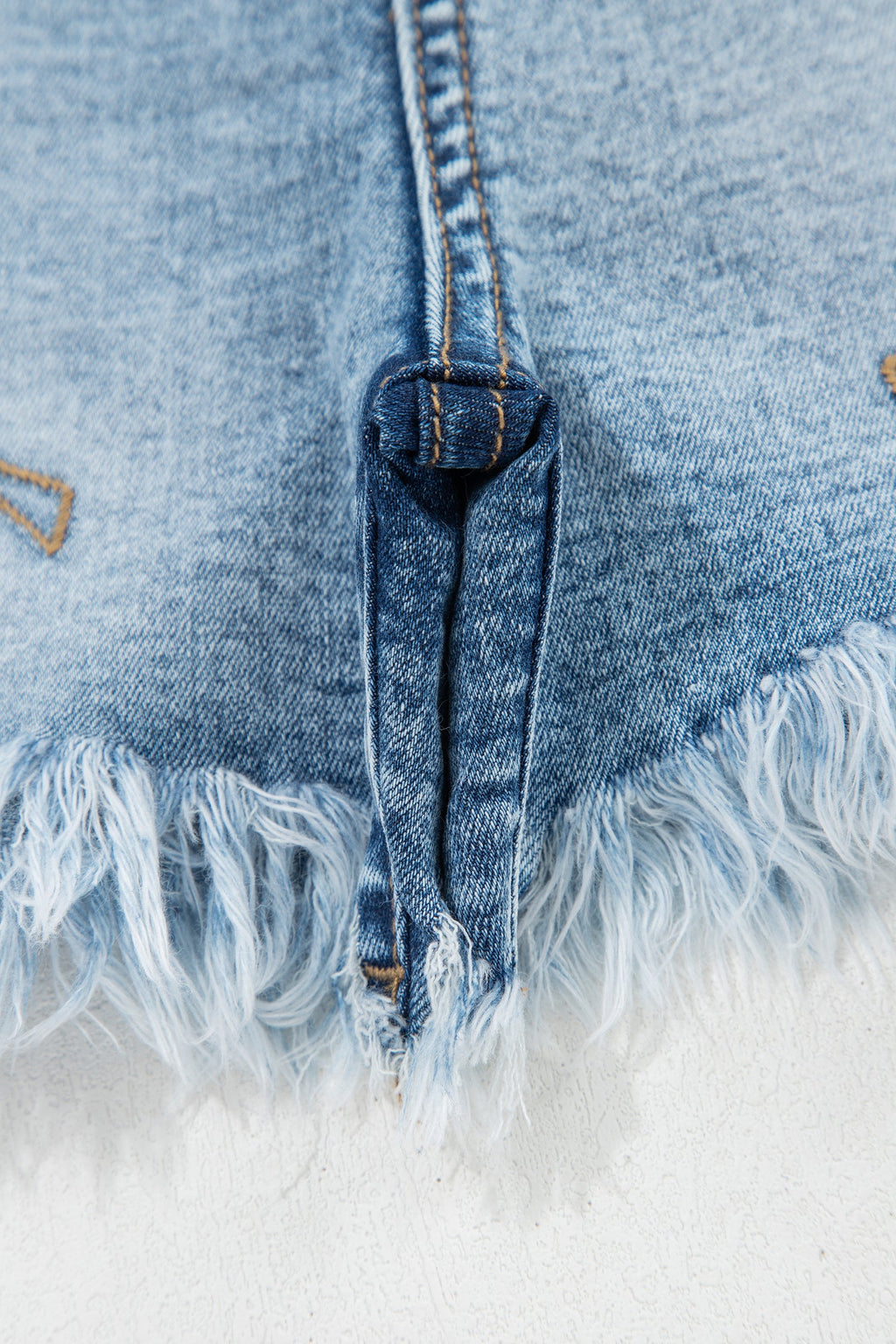 Western Embroidered Studded Denim Shorts