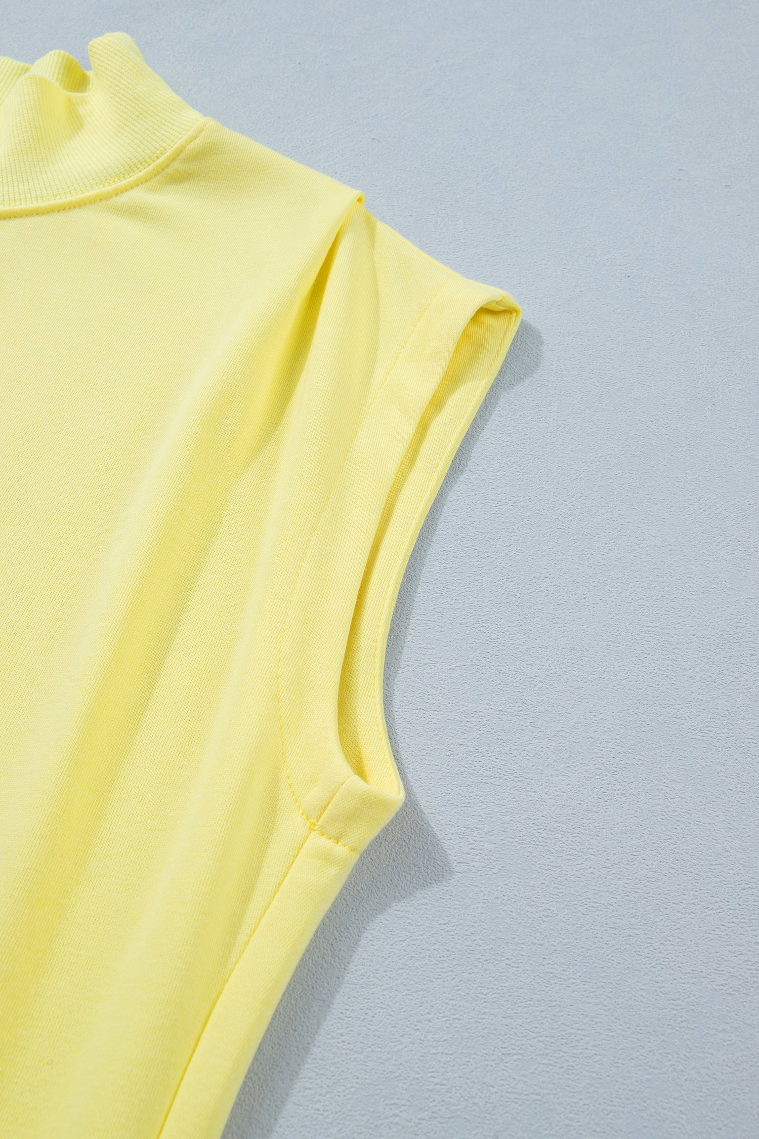 Solid Mock Neck Cap Sleeve Oversized Top