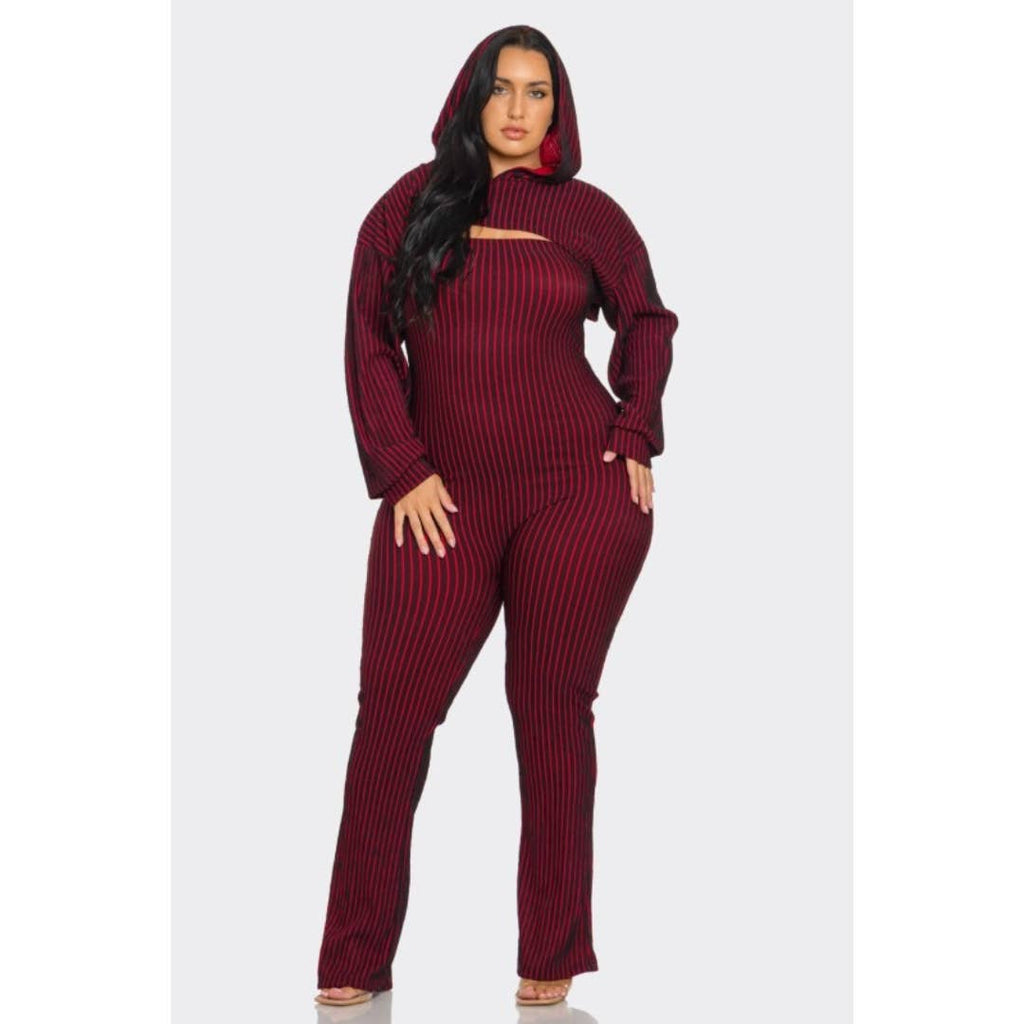 Plus Size 2 piece Strapless Jumpsuit Hoodie: Blue / 3X