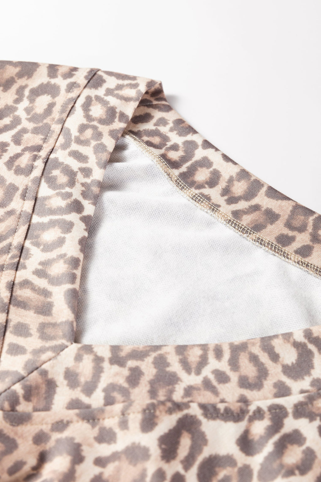 Leopard V-Neck Pullover & Wide-Waistband Skirt Set