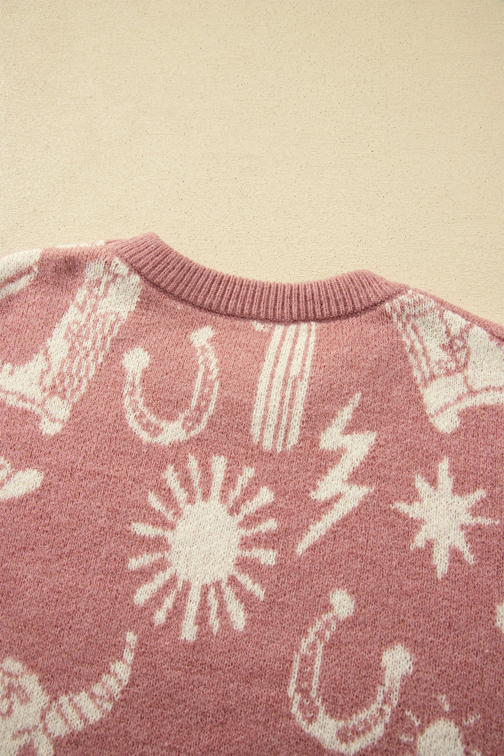 Western Drop Shoulder Long Sleeve Sweater